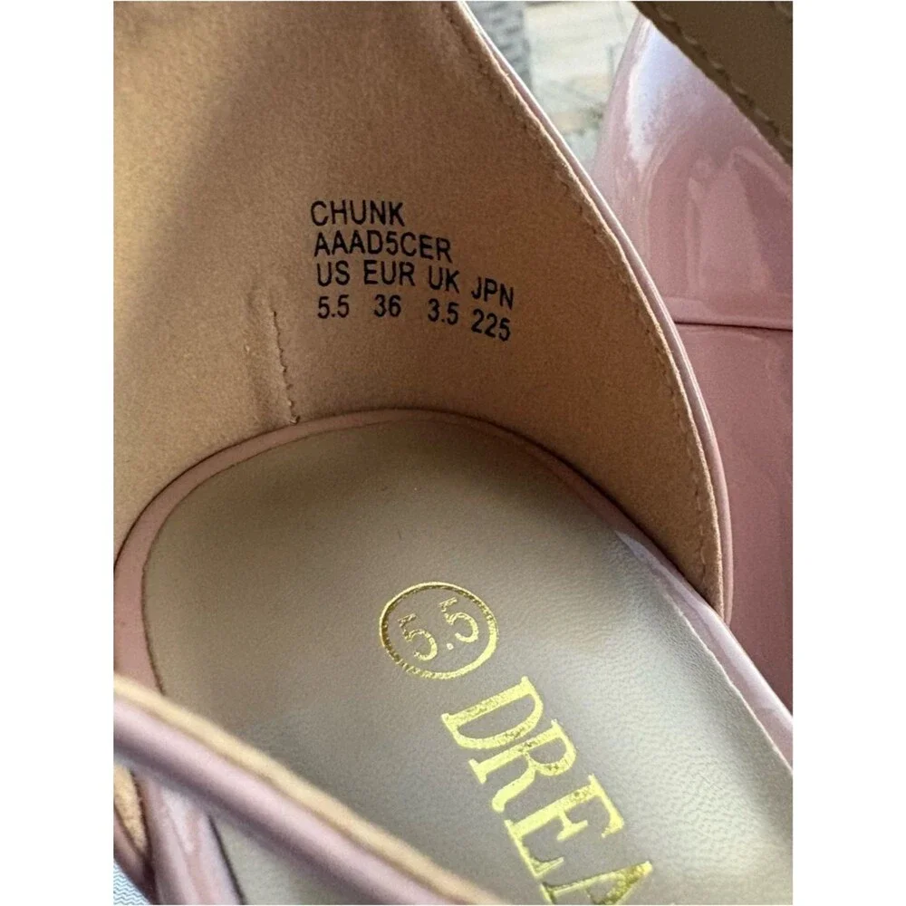 Dream Pairs Blush Pink Patent Block Heel Sandals with Clear Strap